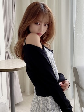 「RESEXXY（リゼクシー）のツイードニットキャミワンピース【セットアップ着用可能】（ワンピース）」を使った、ERIKAさん（レディース・157cm）の冬コーディネート