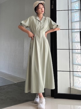 「RESEXXY（リゼクシー）のアイテム（シャツワンピース）」を使った、ERIKAさん（レディース・157cm）の夏コーディネート