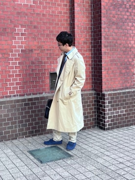 「アイテム（スリッポン、ブルー系）」を使った、キララクさん（メンズ・172cm）の秋コーディネート