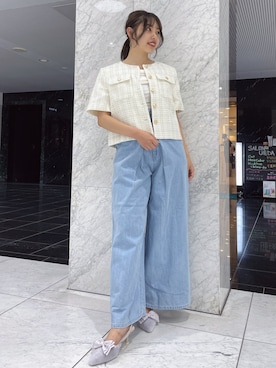 「dazzlin（ダズリン）のアイテム（ノーカラージャケット）」を使った、mahoさん（レディース・155cm）の夏コーディネート