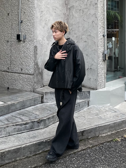 セール】Back pleats PU short trench coat/バックプリーツPUショート