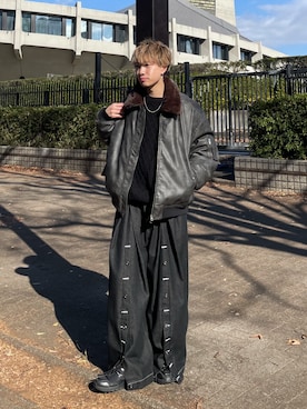 「アイテム（MA-1）」を使った、おつめさん（メンズ・169cm）の冬コーディネート