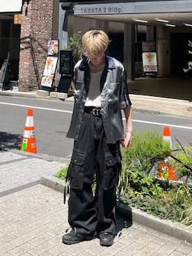 「CASPER JOHN（キャスパージョン）のアイテム（タンクトップ）」を使った、おつめさん（メンズ・169cm）の夏コーディネート