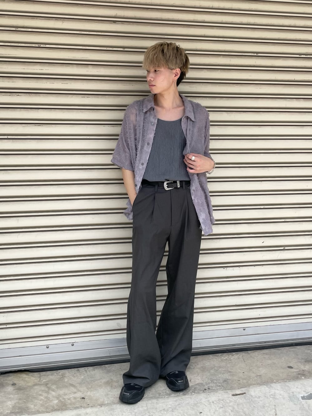 Wool mix semi baggy slacks/ウールミックスセミバギー
