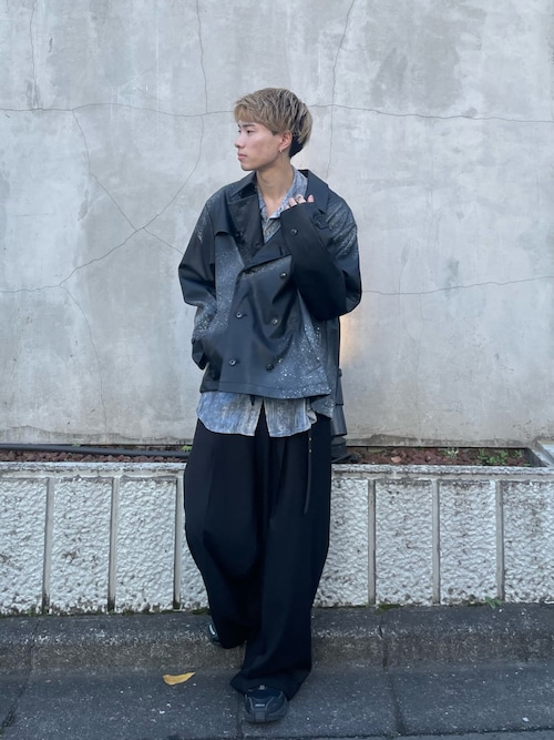 セール】Back pleats PU short trench coat/バックプリーツPUショート