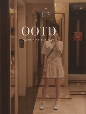 「brilliant mileのアイテム（スカート、ベージュ系）」を使った、quincyootddddさん（レディース・165cm）の夏コーディネート