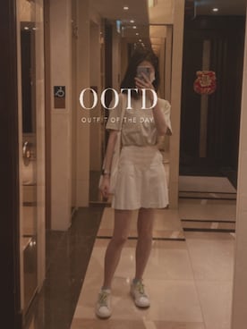 「UNIQLO（ユニクロ）のアイテム（スカート、ホワイト系）」を使った、quincyootddddさん（レディース・165cm）の夏コーディネート