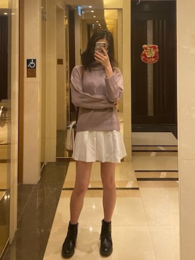 「GU（ジーユー）のレースアップブーツ（ブーツ、ブラック系）」を使った、quincyootddddさん（レディース・165cm）の秋コーディネート