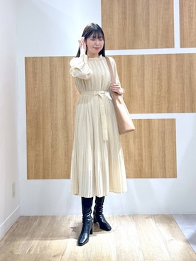 「Andemiu（アンデミュウ）のアイテム（ブーツ）」を使った、andemiu_mizukiさん（レディース・170cm）の冬コーディネート