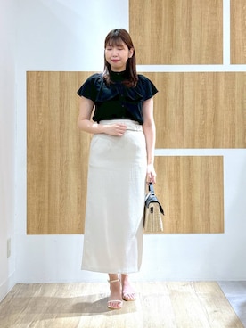 「Andemiu（アンデミュウ）のアイテム（かごバッグ）」を使った、andemiu_mizukiさん（レディース・170cm）の夏コーディネート