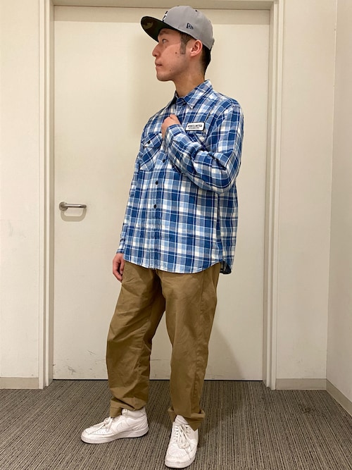 LONGSLEEVE INDIGO CHECK EMBROIDERY SHIRT / ロングスリーブ インディゴ チェック エンブロイデリー シャツ / AVIREX / アヴィレックス