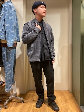 「AVIREX（アヴィレックス）のアイテム（ニットキャップ/ビーニー）」を使った、hryk1998さん（メンズ・167cm）の秋コーディネート