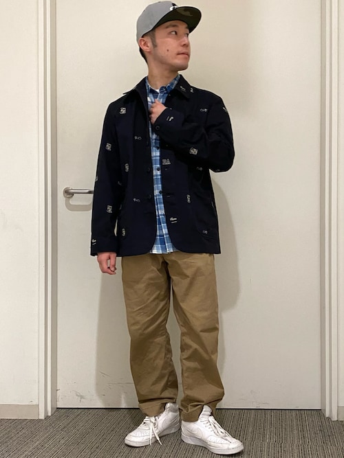 LONGSLEEVE INDIGO CHECK EMBROIDERY SHIRT / ロングスリーブ インディゴ チェック エンブロイデリー シャツ / AVIREX / アヴィレックス
