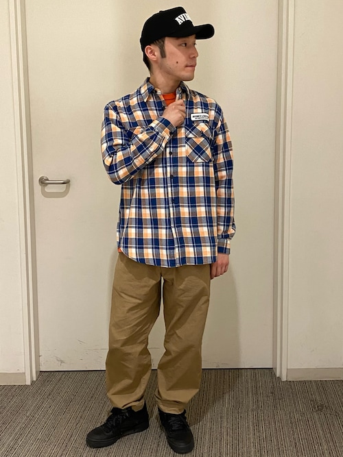 LONGSLEEVE INDIGO CHECK EMBROIDERY SHIRT / ロングスリーブ インディゴ チェック エンブロイデリー シャツ / AVIREX / アヴィレックス