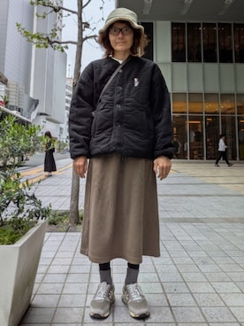 「MAX&Co.（マックス アンド コー）のアイテム（メガネ、ブラック系）」を使った、 可奈さん（レディース・164cm）の春コーディネート