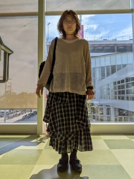 「GRL（グレイル）のアイテム（スカート、グレー系）」を使った、 可奈さん（レディース・164cm）の春コーディネート