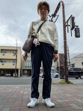 「le coq sportif（ルコックスポルティフ）のアイテム」を使った、 可奈さん（レディース・164cm）の春コーディネート