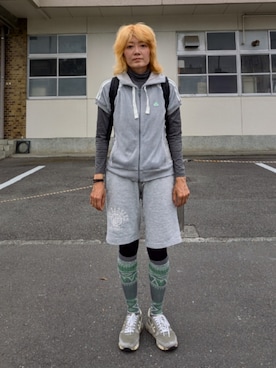 「adidas（アディダス）のアイテム（パーカー、グレー系）」を使った、 ダイエット目標50kgさん（レディース・164cm）の夏コーディネート