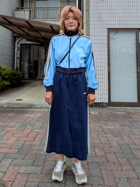 「adidas（アディダス）のアイテム（スカート、ブルー系）」を使った、 ダイエット目標50kgさん（レディース・164cm）の夏コーディネート