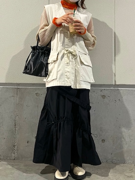 「ニコアンド」｜「アイテム（ミリタリージャケット）」を使った、むうさん（レディース・158cm）の秋コーディネート