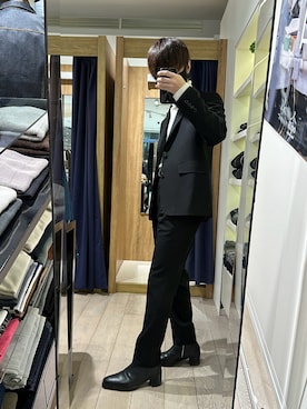 「LAD MUSICIAN（ラッドミュージシャン）のアイテム（スラックス）」を使った、たくみんさん（メンズ・171cm）の冬コーディネート