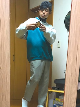 「HANES（ヘインズ）のアイテム（スウェット）」を使った、nachos0さん（メンズ・173cm）の秋コーディネート
