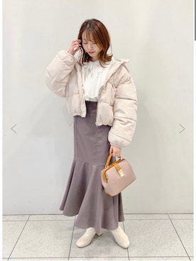 「マーメイド」｜「アイテム（ダウンジャケット/コート）」を使った、niceclaupさん（レディース・158cm）の冬コーディネート