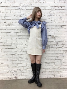 「one after another NICE CLAUP（ワンアフターアナザーナイスクラップ）のアイテム（ジャンパースカート）」を使った、niceclaupさん（レディース・158cm）の冬コーディネート