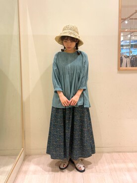 「Samansa Mos2（サマンサ モスモス）のレトロ壁紙風柄スカート（スカート）」を使った、ちぃ🐼さん（レディース・159cm）の春コーディネート