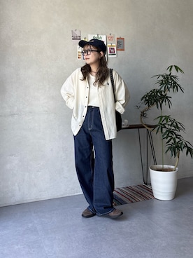 「U.S. POLO ASSN.（ユーエスポロアッスン）の【U.S. POLO ASSN.】リネンライクシャツ（シャツ/ブラウス、ホワイト系）」を使った、FUKAさん（レディース・157cm）の春コーディネート