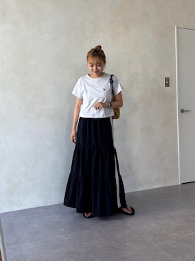 「大人カジュアルコーデ」｜「アイテム（スカート）」を使った、FUKAさん（レディース・157cm）の夏コーディネート