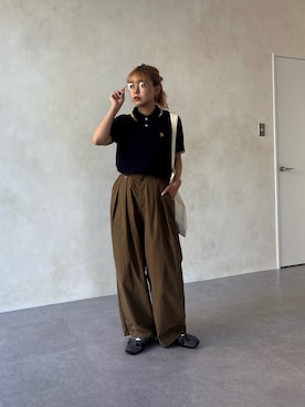 「アイテム（ポロシャツ）」を使った、FUKAさん（レディース・157cm）の夏コーディネート