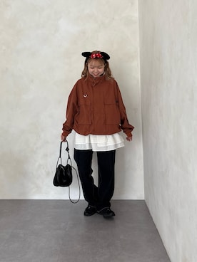「アイテム（マウンテンパーカー）」を使った、FUKAさん（レディース・157cm・20代）の夏コーディネート