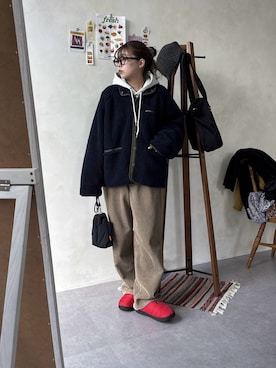 「アイテム（ブルゾン）」を使った、FUKAさん（レディース・157cm・20代）の冬コーディネート