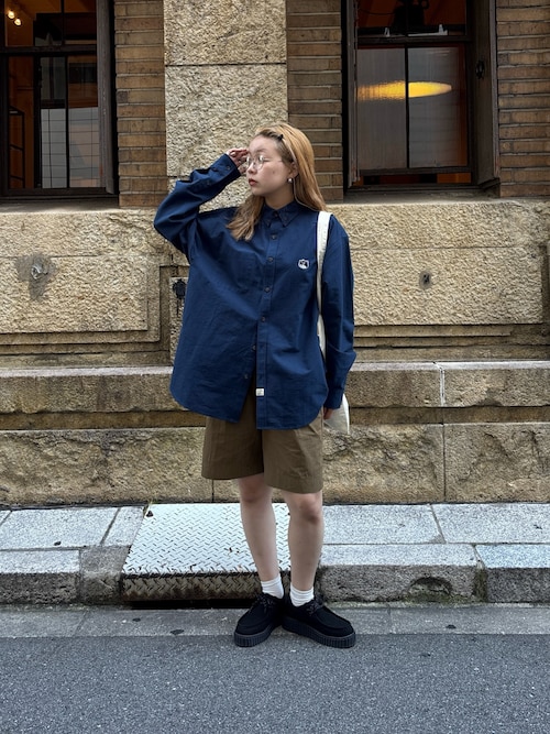 ブラウス シャツ 「ANYMAL」1ポイント刺繍長袖オックスフォードシャツ レディース メンズ ANYMAL】1ポイント刺繍長袖オックスフォードシャツ（シャツ