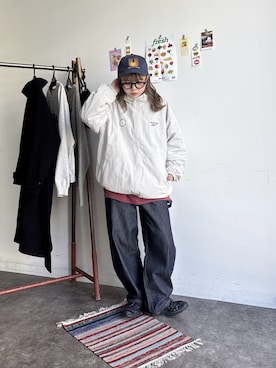 「Reebok（リーボック）のアイテム（ジャケット/アウター）」を使った、FUKAさん（レディース・157cm）の冬コーディネート