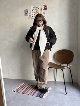 「アイテム（ブルゾン）」を使った、FUKAさん（レディース・157cm・20代）の冬コーディネート