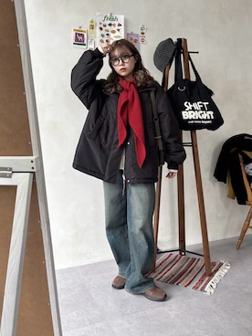 「アイテム（ブルゾン）」を使った、FUKAさん（レディース・157cm・20代）の冬コーディネート