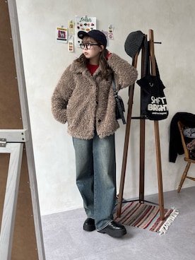 「アイテム（ブルゾン）」を使った、FUKAさん（レディース・157cm・20代）の冬コーディネート