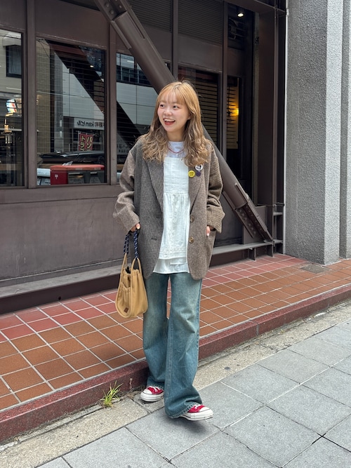 セール】缶バッジ付きツイードテーラードジャケット（テーラード