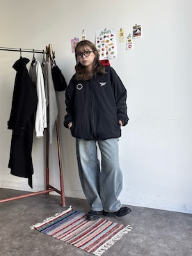 「Reebok（リーボック）のアイテム（ジャケット/アウター）」を使った、FUKAさん（レディース・157cm）の冬コーディネート