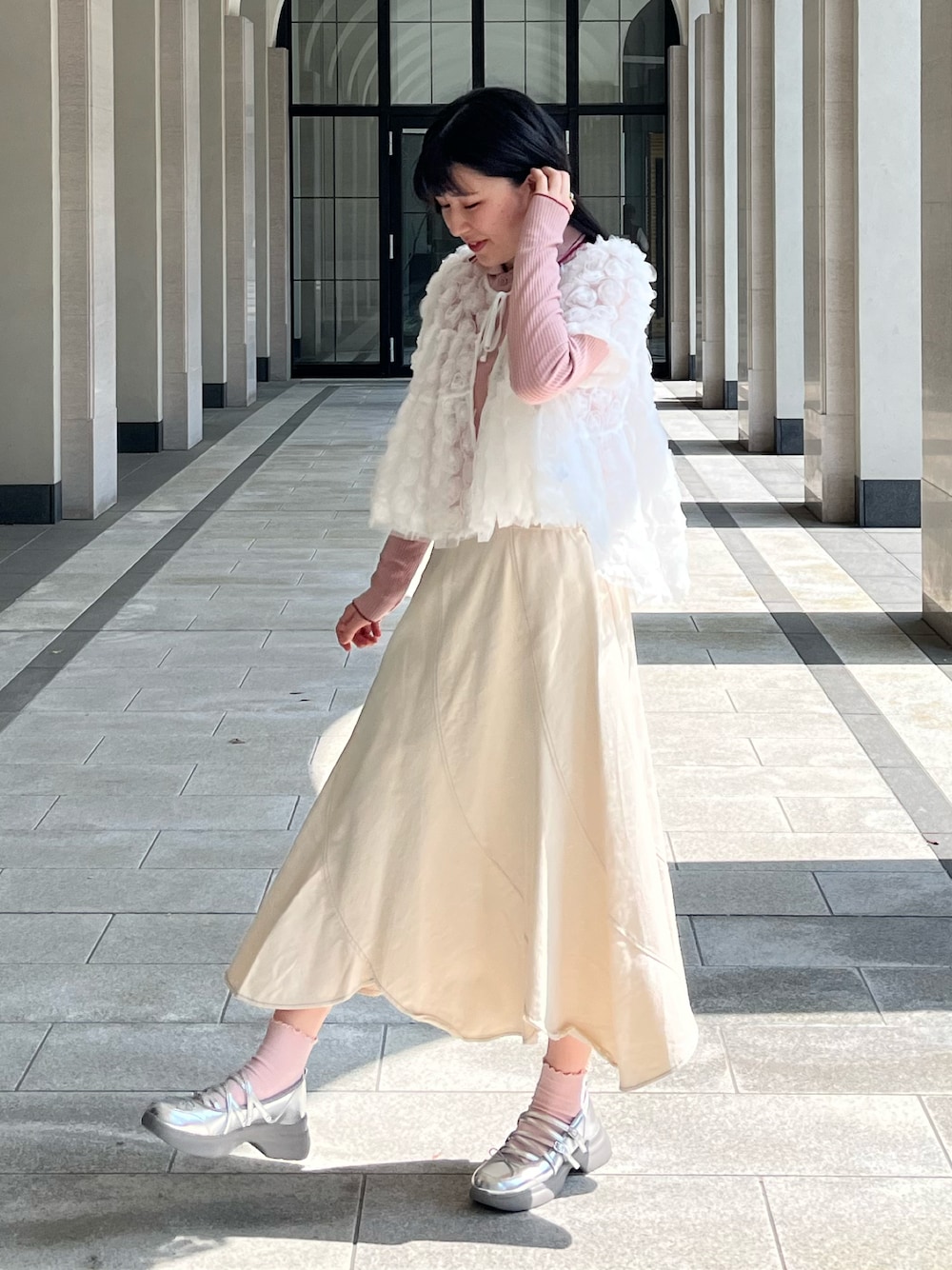 POPPY マーガレットデニムスカート カーキ　L デニムスカートを使った「poppy」の人気ファッションコーディネート - WEAR
