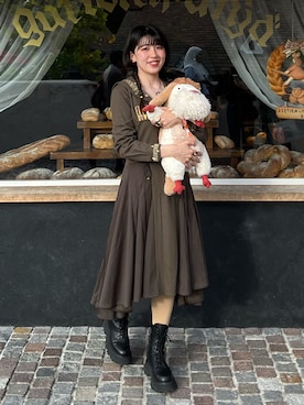 「アイテム（ワンピース/ドレス、グリーン系）」を使った、sstokimekiさん（レディース・160cm）の秋コーディネート