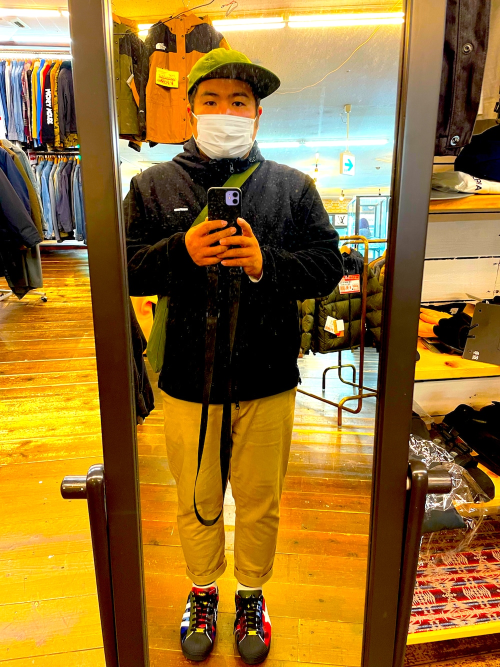 「今日のコーデ、ストリートファッション、デブでもオシャレしたい、鹿児島」｜「UNDEFEATED のアイテム（帽子、グリーン系）」を使った、ryuusuke0856さん（メンズ・171cm）の秋コーディネートの1枚目の写真