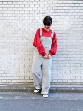 「DOUBLE NAME（ダブルネーム）のアイテム（オールインワン・サロペット）」を使った、ふしみさん（レディース・159cm）の春コーディネート