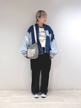 「DOUBLE NAME（ダブルネーム）のアイテム（パンツ）」を使った、ふしみさん（レディース・159cm）の冬コーディネート