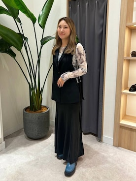 「アイテム（ブーツ、ブルー系）」を使った、りささん（レディース・160cm）の秋コーディネート
