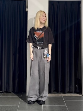 「PAGEBOY（ページボーイ）のレースアップソックスブーツ 【3サイズ展開・厚底なのに軽量】（ブーツ、ブラック系）」を使った、みはるんさん（レディース）の春コーディネート