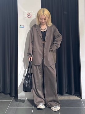 「PAGEBOY（ページボーイ）の【セットアップ対応】チェックMIXジャケット 《2サイズ展開》（テーラードジャケット）」を使った、みはるんさん（レディース・160cm）の夏コーディネート