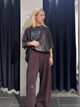 「PAGEBOY（ページボーイ）のサイドタックルーズウラケパンツ/イージーパンツ【4color・2size】（スウェットパンツ）」を使った、みはるんさん（レディース・160cm）の夏コーディネート